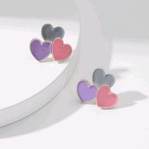 Color Block Heart Stud Earrings